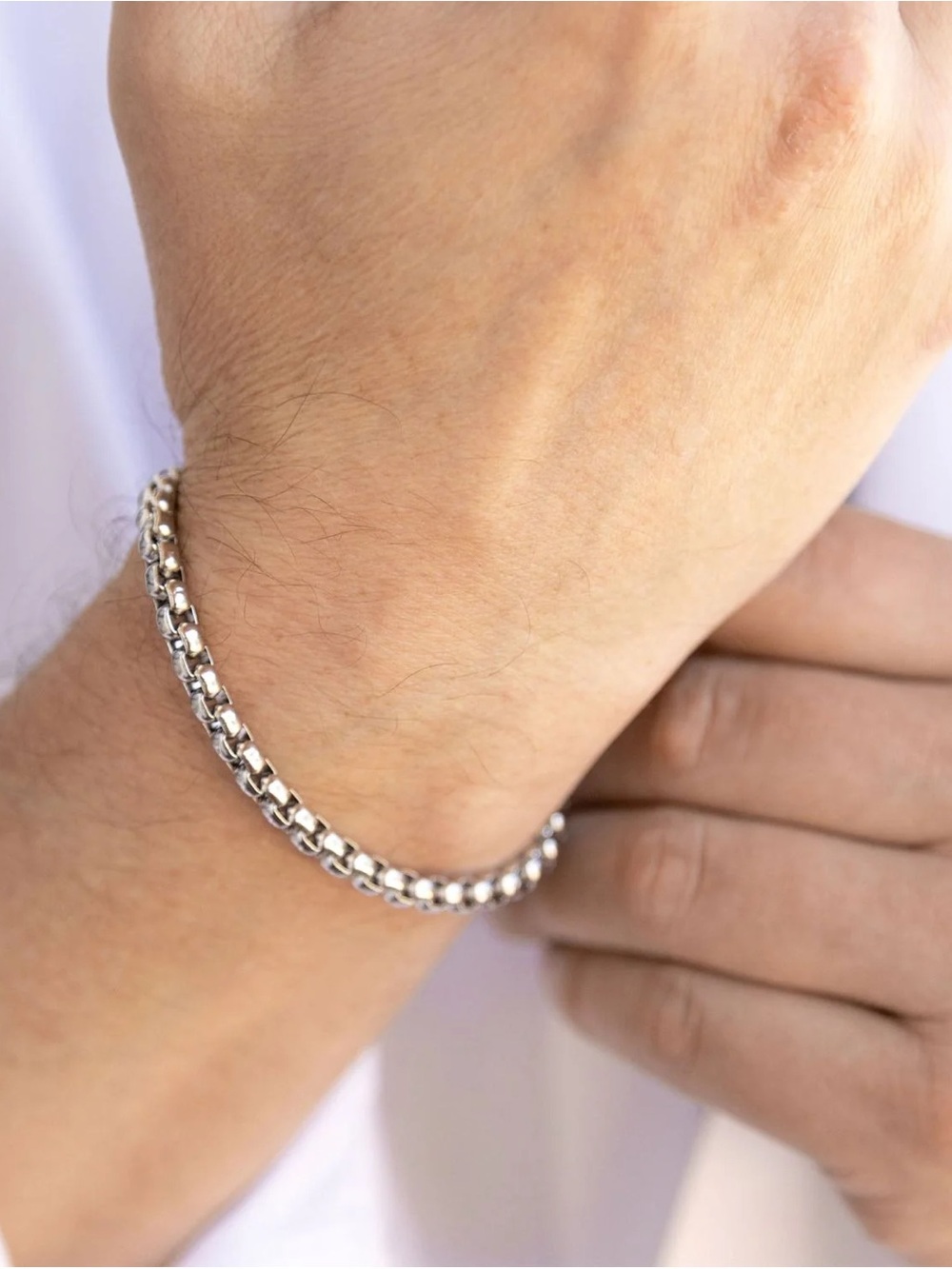 NWT 8.5" 4mm Stainless Steel Rounded Box Chain Mens' Bracelet